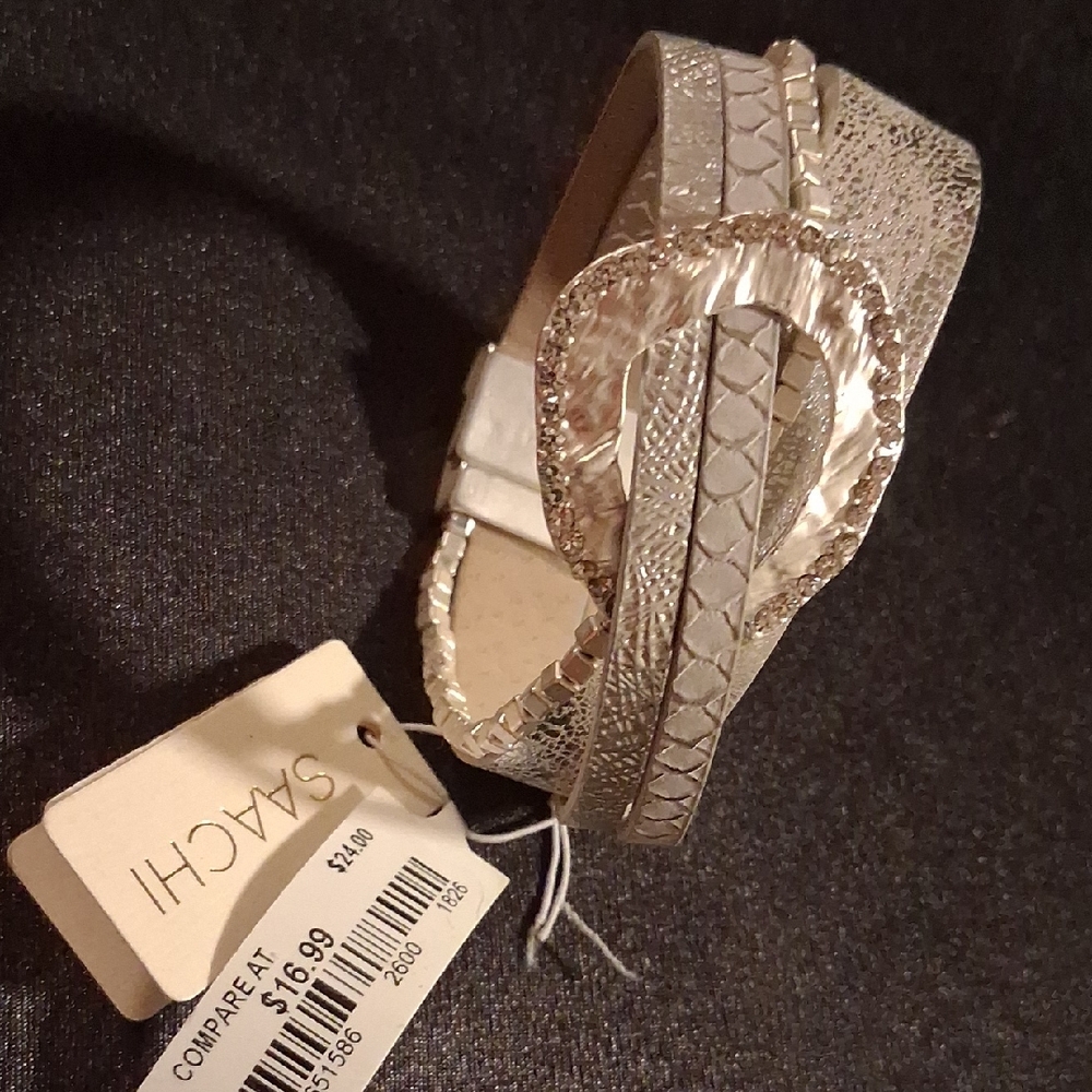 SACHI Silver Textured Women's Belt